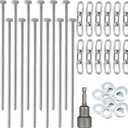 12pcs 3/8 x 12 inch Heavy Duty Camping Ground Anchors, Non-Rust Tent Stakes Screw in Kit for Securing Animals, Trampoline, Carports, Canopies, Sheds, Swing Sets, Ground Anchors for High Winds