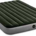 Intex 64779E Dura-Beam Standard Prestige Air Mattress: Fiber-Tech - Queen Size - Hand-Held Battery Pump - 10in Bed Height - 600lb Weight Capacity