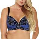 MIERSIDE Women's Red/Purple Plus Size Sexy Printing Demi Bra, 44D
