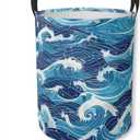 Laundry Basket Abstract Ocean Waves Collapsible Laundry Hamper with Handles Clothes Storage Bin for Household Bedroom Bathroom College Dorms