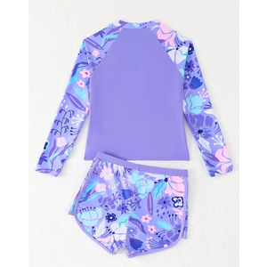 Girls Rash Guard Swimsuit Two Piece Bathing Suit UPF 50+ Sun Protection Long Sleeve Swimwear 14Y