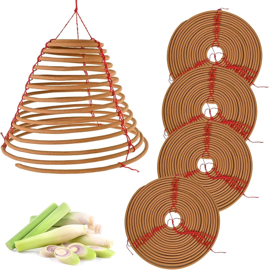 Hanging Citronella Incense Coil - Long Lasting 36 Hours Burn,5 Pack (7")