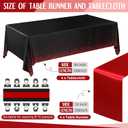 Breling 8 Pack Black and Red Disposable Plastic Tablecloths and Satin Table Runner Set, 54 x 108 Inch Tablecloth, 12 x 108 Inch Table Runners for Wedding Graduation Birthday Baby Shower