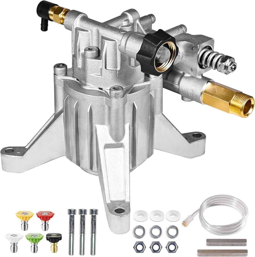 YAMATIC 7/8" Shaft Vertical Pressure Washer Pump 3000 PSI @ 2.5 GPM Replacement Pump for Power Washer, Compatible with GCV160, GCV190, Homelite, Troybilt, Ryobi, Rear Facing Inlet/Outlet