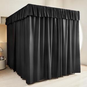 AIKASY Black Thickened Bed Canopy Curtains - Elegant Bedroom Decor for Adults and Girls - Strong Lightproof and Windproof Design(Queen, Black)