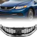 Front Bumper Honeycomb Grille For Honda Civic 4dr Sedan 2013 2014 2015 Chrome Grill HO1200216 HO1202109