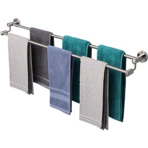 TocTen Double Bath Towel Bar - Thicken SUS304 Stainless Steel Towel Rack for Bathroom, Bathroom Accessories Double Towel Rod Heavy Duty Wall Mounted Towel Holder (Brushed Nickel, 33 in)