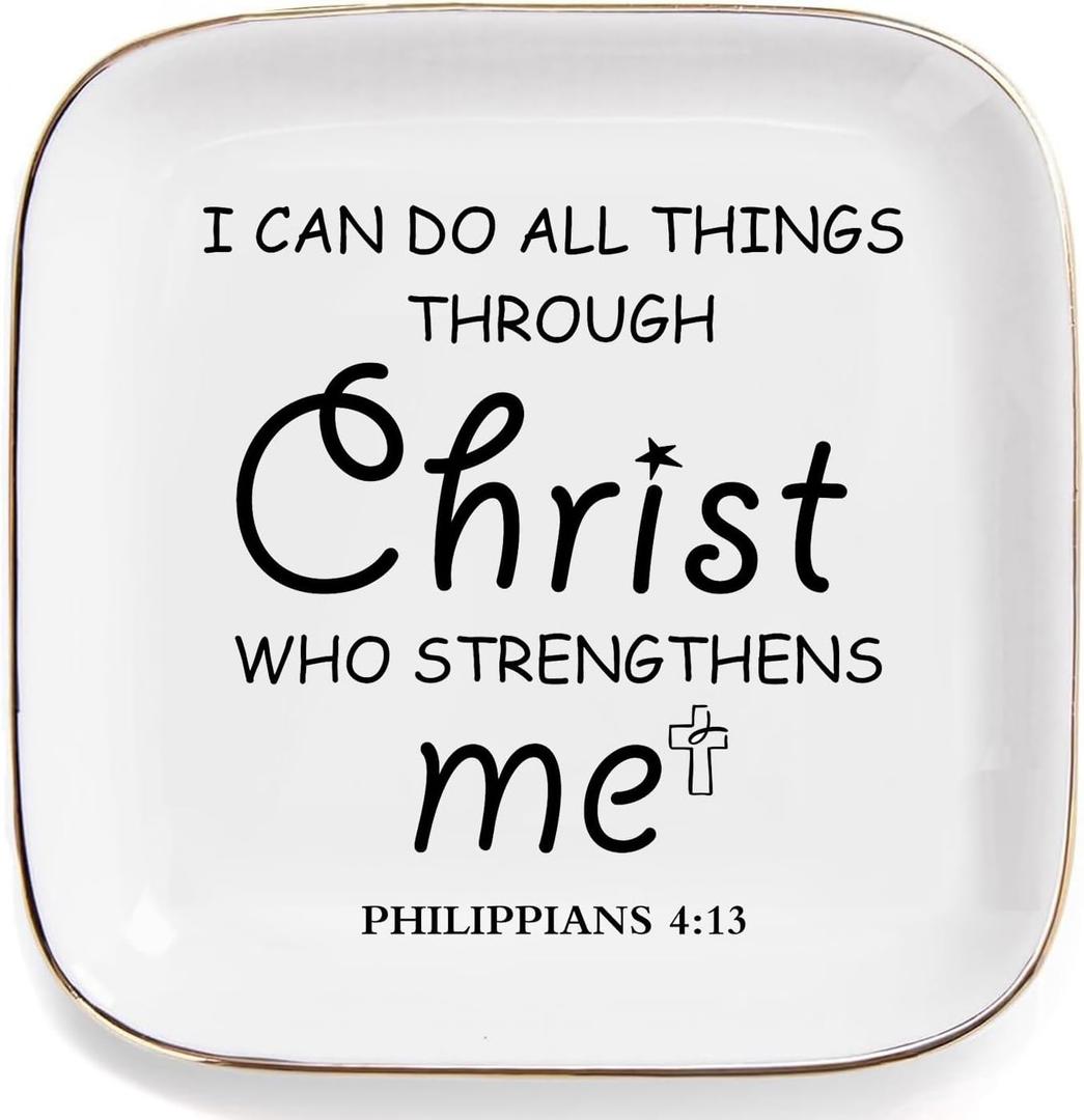 2 x Inspirational Gifts for Women Friends, Christian Gifts for Women Faith Jewelry Dish - I Can Do All Things - Religious Spiritual Gifts for Female Coworker Sister Christian Birthday Christmas Gifts