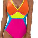 Blooming Jelly Women Tummy Control Swimsuits One Piece Modest Bathing Suit Lace Up Slimming Swim Suits 2025 (Large, Orange Pink)