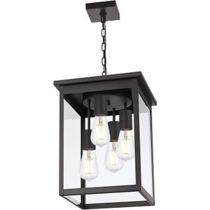 TODOLUZ 4-Light Large Outdoor Pendant Light Fixtures in Oil Rubbed Bronze, Adjustable Height Porch Hanging Lighting for Yard Entryway Patio, E26 Base Exterior Ceiling Lantern