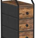 Tohomeor Narrow Dresser Tall Skinny Storage Tower Vertical Slim Chest of Drawers with Charging Station Small Nightstand Side Table for Bedroom, Bathroom, Small Spaces (Rustic Brown, 3 Drawers) (18.9"D x 9.8"W x 28.4"H (3 Drawers))