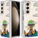 Buleens for Samsung Galaxy Z Fold 5 Case - Clear Flexible TPU Women Girls Cute Protection Phone Cover Slim Fit Shockproof Cartoon Girly Fun Funny Cool Design for Samsung Z Fold 5 Case (Spacecraft)
