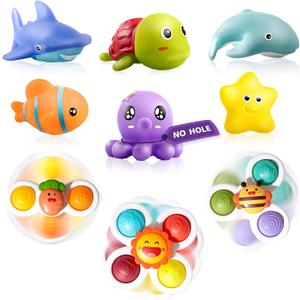 Hely Cancy Infant Bath Toys for 18 Months - No Hole Animal Bathtub Toys, Baby Bath Tub Toys