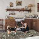 Washable 2x8 Hallway Runner Rug: Vintage Water-Resistant Kitchen Entryway Rug Ultra Soft Living Room Bedroom Carpet with Non Slip Backing Indoor Low Pile Floor Mat for Bathroom Dining Room(2x8,Green)