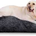 Vonabem Large Dog Bed Crate Pad 36 inch, Washable Crate Bed for Large Medium Dogs, Plush Soft Pet Mats for Sleeping 35 * 22 inch Dark Grey
