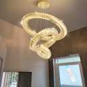 HAIXIANG 3 Rings LED Chandelier Modern Dimmable Dining Room Chanderliers Entryway Crystal Pendant Lights for Kitchen Bedroom Living Room Gold Light