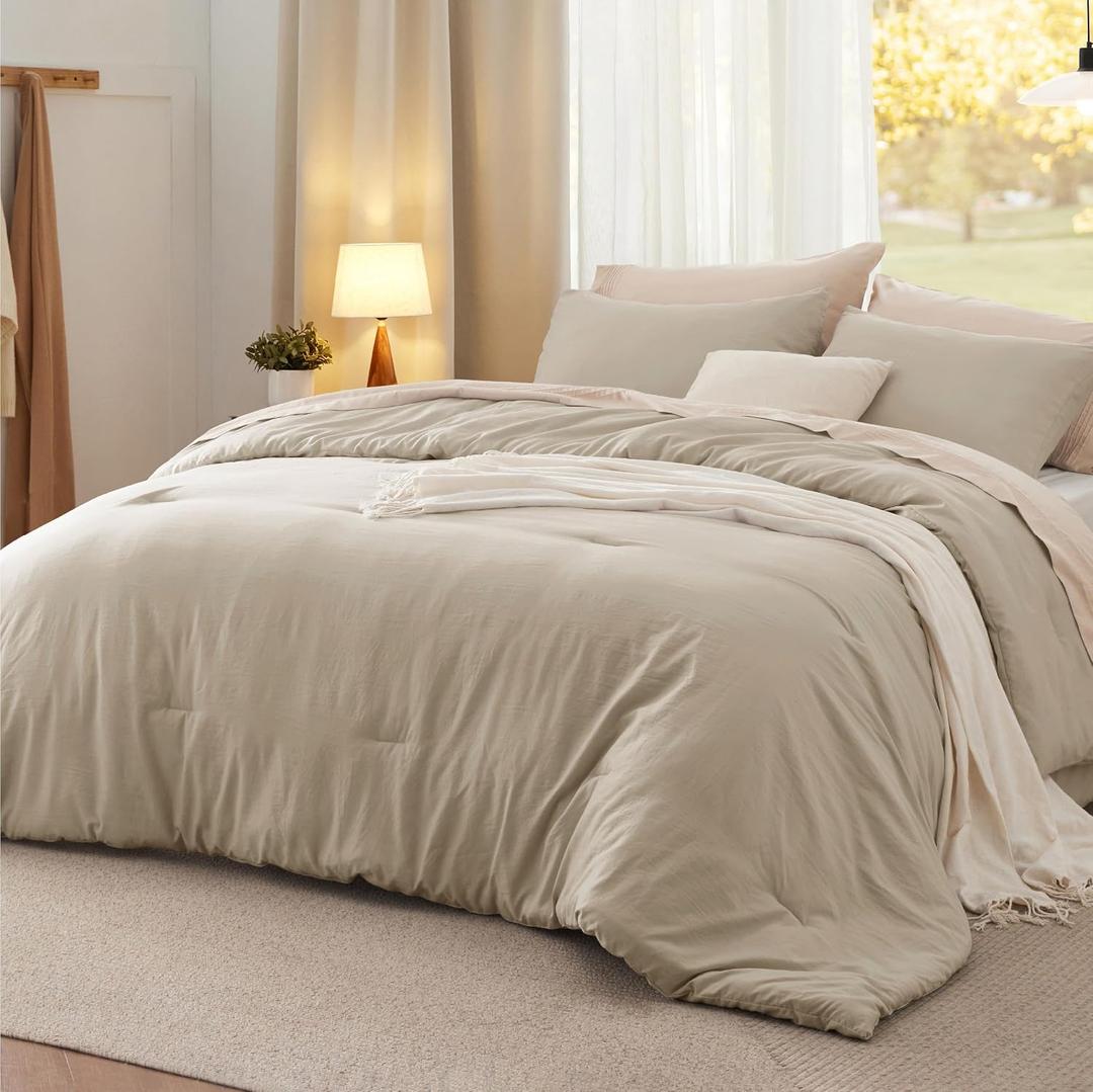 Bedsure Queen Comforter Set, Sand Soft Prewashed Bedding for All Seasons, 3 Pieces GentleSoft™ Bed Set, 1 Lightweight Comforter (90"x90") and 2 Pillowcases (20"x26")