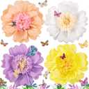 SUNBEAUTY Pastel Paper Flower Butterfly Decorations 20'' Giant Crepe Flowers Large Tissue Paper Flowers Decorations 3D Paper Butterfly for Wall Birthday Spring Wedding Backdrop Bridal Shower Classroom