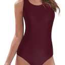 American Trends Athletic One Piece Swimsuits for Women Modest Bathing Suits Criss Cross Back Water Aerobics Swimwear (XL)