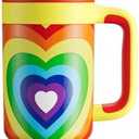 POWCAN 40 oz Tumbler with Handle, 2-in-1 Straw and Sip Lid, Leakproof, Dishwasher Safe, Insulated Stainless Steel Travel Coffee Mug, Keeps Cold for 34 Hours, Fits in Car Cup Holder (Fiery Love)