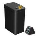 4 Gallon Bathroom Smart Touchless Trash Can for Kitchen Automatic Motion Sensor Rubbish Can with Lid Waterproof Narrow Small Garbage Bin for Kitchen, Toilet, Bedroom, RV(Black,Battery)
