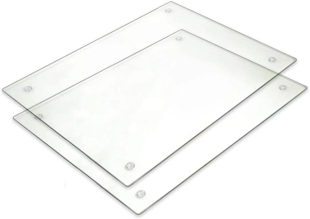 Tempered Glass Cutting Board - Long Lasting Clear Glass - Scratch Resistant, Heat Resistant, Shatter Resistant, Dishwasher Safe. (2 Large 12x16")