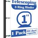 INFUN 1 Inch Telescoping 3 Ring Binder - 1PCS-WhiteFlexible Binders with Customizable Front Cover and Clear Catalog Pocket, 1Inch Rings, 225 Sheet Capacity