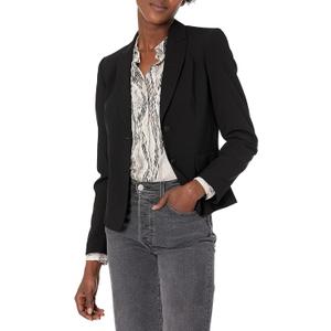 Calvin Klein Women's Two Button Lux Suit Blazer, Black, 8 Petite
