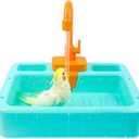 kathson Bird Bathtub,Parrot Shower Box,Automatic Parakeet Bathtub with Faucet,Bird Bathing Tub Container Cage Accessory or Small Medium Birds Cockatiel Lovebird Budgie