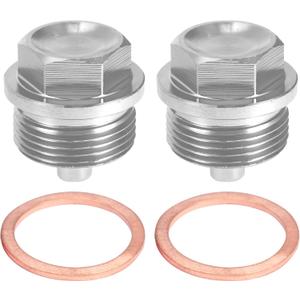 X AUTOHAUX 2 Set M24x1.5 Oil Drain Plug Magnetic Aluminum Alloy Sump Drain Nut Oil Drain Bolt with 2 Washer for Car Motorcycle Silver Tone