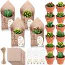 MTLEE 12 Set Succulent Cactus Tealight Candles with Mini Terracotta Pots, Natural Burlap Bags, Thank You Tag and Ropes, Baby Shower Favors for Guests, Handmade Gift for Birthday Wedding Party