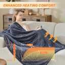 Heated Blanket Electric Throw, Soft Flannel Heating Blanket with 8 Hours Auto Off 10 Fast Heating Levels Machine Washable Sherpa Heated Blanket with Overheating Protection