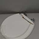 Mayfair Bennett Toilet Seat with Chrome Hinges, Slow Close Wood Seat, Secure Metal Hinges, Easy Install, Made in USA, Round, White