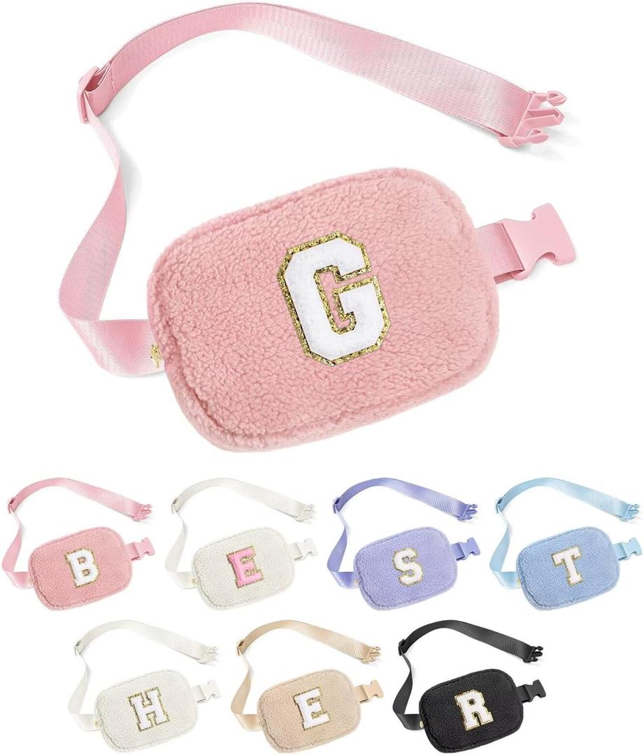 YOOLIFE 2025 Graduation Gifts - Graduation Gifts for Her Teen Girls Daughter Sister, Gifts for Kids Girls, Fleece Belt Bag Initial Fanny Pack, Pink G