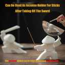 EAEMDY Samurai Figure Figurine Japanese Warrior Statue Decor for Table Room, Incense Holder for Stick Burner Incense Stick Holder, Kongfu Tea Pet Decoration (1.White B+C)