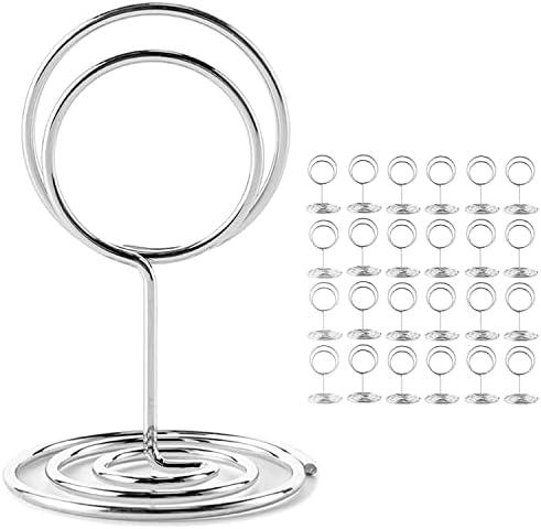 26Pcs Place Card Holder, Table Number Holders, Wire Picture Holder, Small Size Table Card Holders, Photo Holder for Centerpieces, Wedding Reception, Party, Birthday (Silver)