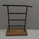 SONGMICS Jewelry Organizer, 4-Tier Earring Holder Organizer Stand with Base Tray, for Studs and Necklaces, Vintage, Christmas Gift, Wood Color and Black UJJS019B01