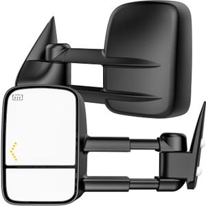 Heated Tow Mirrors Compatible with 2007-2013 Chevy Silverado & GMC Sierra (2007 New) 1500 2500 3500 HD,Tahoe Suburban Avalanche Yukon, Manual Flip & Fold Towing Side Mirrors, Arrow Turn Signal Light