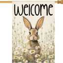 AVOIN colorlife Bunny Rabbit Easter House Flag 28x40 Inch Double Sided Outside, Welcome Spring Floral Yard Outdoor Flag