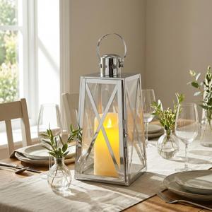 TRIROCKS STAINLESS STEEL DECORATIVE LANTERN 12" H