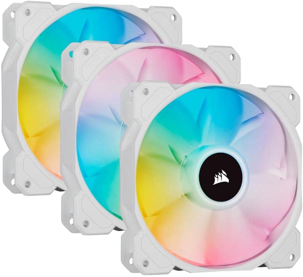 CORSAIR iCUE SP120 RGB ELITE Performance 120mm PWM Triple Fan Kit with iCUE Lighting Node CORE - White