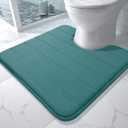Yimobra Memory Foam Toilet Bath Mat U-Shaped, Commode Contour Rug, Soft and Comfortable, Super Water Absorption, Non-Slip, Thick, Machine Wash and Easier to Dry for Bathroom, 24 X 24, Teal
