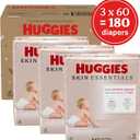 Huggies Size 2 Diapers, Skin Essentials Baby Diapers, Size 2 (12-18 lbs), 180 Count (3 Packs of 60)