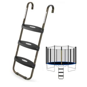 HBTower Trampoline Ladder, 3-Step Trampoline Steps with Horizontal Wide Steps, Skid-Proof Steps Universal Hook, UV Treated Steel, 220Lbs Capacity Trampoline Stairs Accessories for Kids/Children