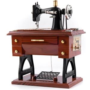 Framendino, Vintage Sewing Machine Jewelry Clockwork Music Boxes for Home Desk Decoration