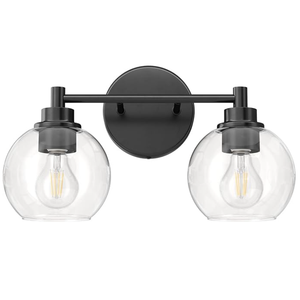 VONLUCE Bathroom Light Fixtures, 1-Light Bathroom Vanity Light with Globe Glass Shades E26 Sockets, Vanity Lights for Bedroom Hallway Living Room, Black Finish