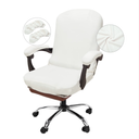 NeColorLife Office Chair Cover with Armrest Covers Stretchable Desk Chair Cover Thick Checked Jacquard High Back Office Seat Cover for Universal Rotating Chair (Large Size, White)