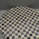 Lazy Susan Organizer, Bohemian Checkered Pattern with Mother of Pearl, 12 Inch Rotating Tray for Farmhouse Kitchen, Spice Rack, Coffee Table Centerpiece (Black & White)