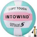 Volleyball Soft Touch Volleyballs Beach Volleyball Outdoor Indoor Volleyballs Beach Park Gym Games Training Official Size 5 Volleyball (Green/Pink/White)