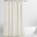 KGORGE Natural Linen Shower Curtain for Bathroom - Linen Blend Button Hole Semi Sheer Lightweight Waterproof Shower Curtains for Bathtub, 54 x 78 inches Long, Hooks Included